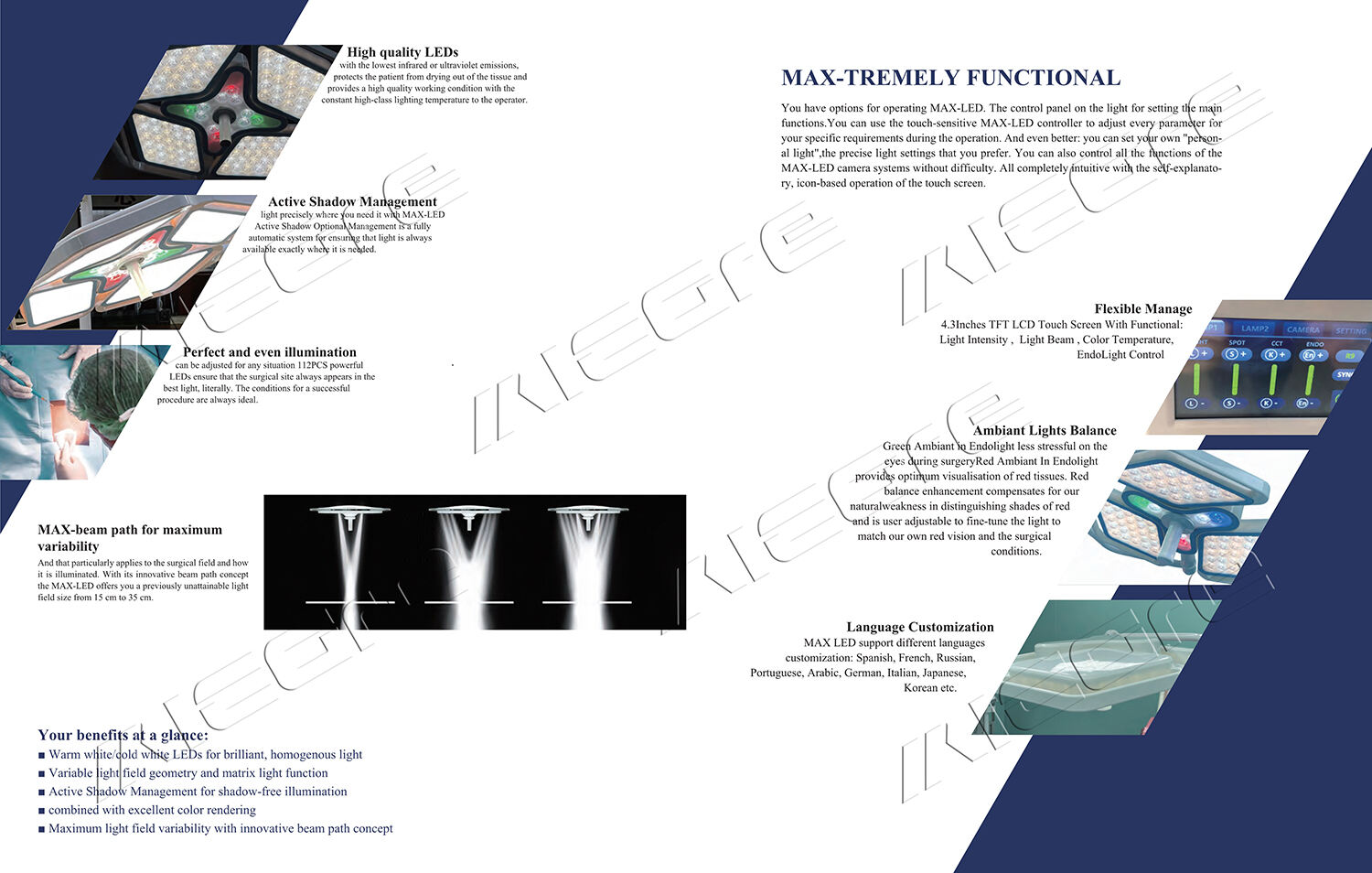 Micare Max-LED E700/700 18000 Lux Ceiling Surgical Lights Operating Lamps with Sony Camera manufacture