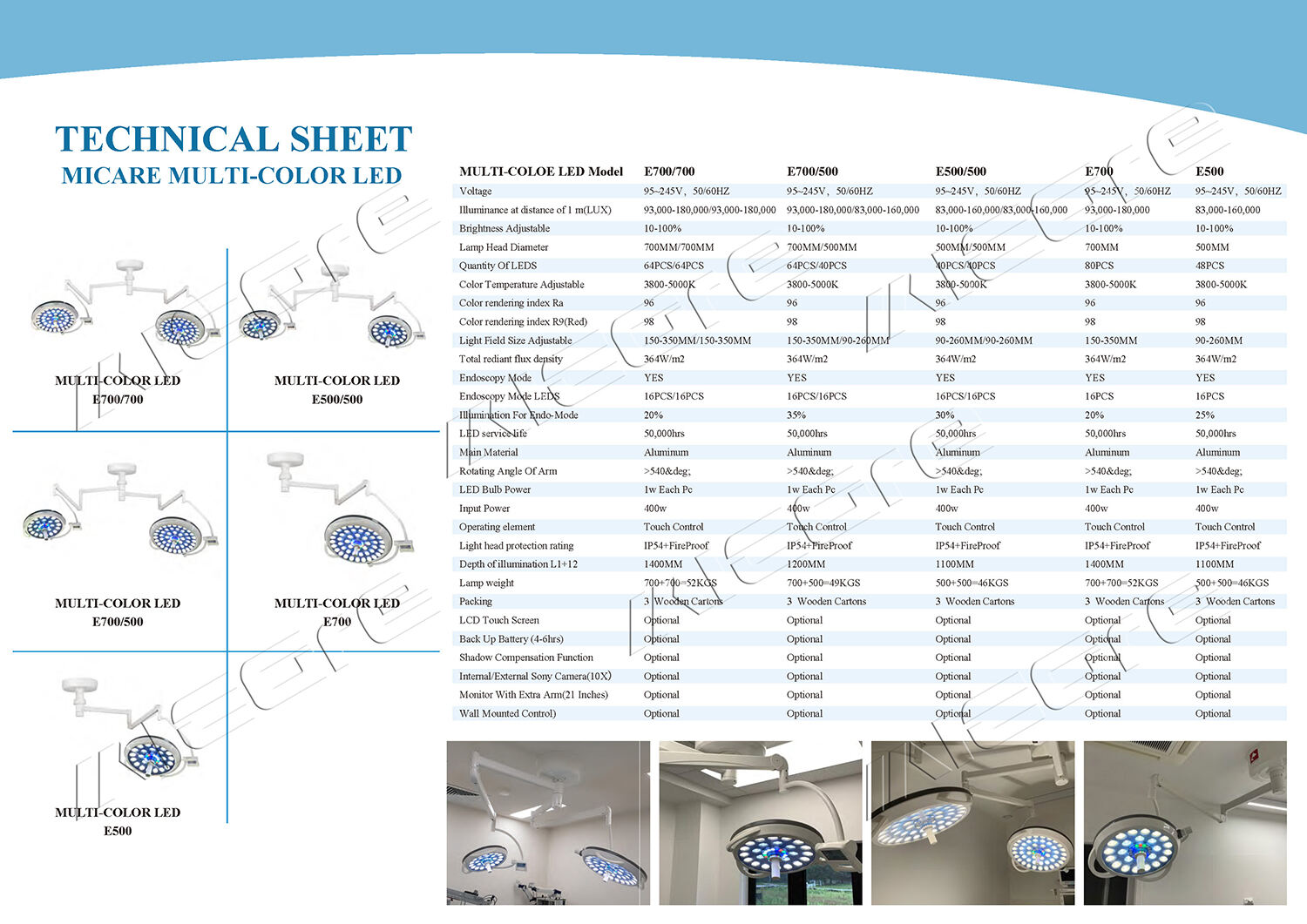 Multi-Color Beauty Design Medical Shadowless lampe Led Ceiling Mounted Hospital Operating Light Theater Surgical Op Lamp factory