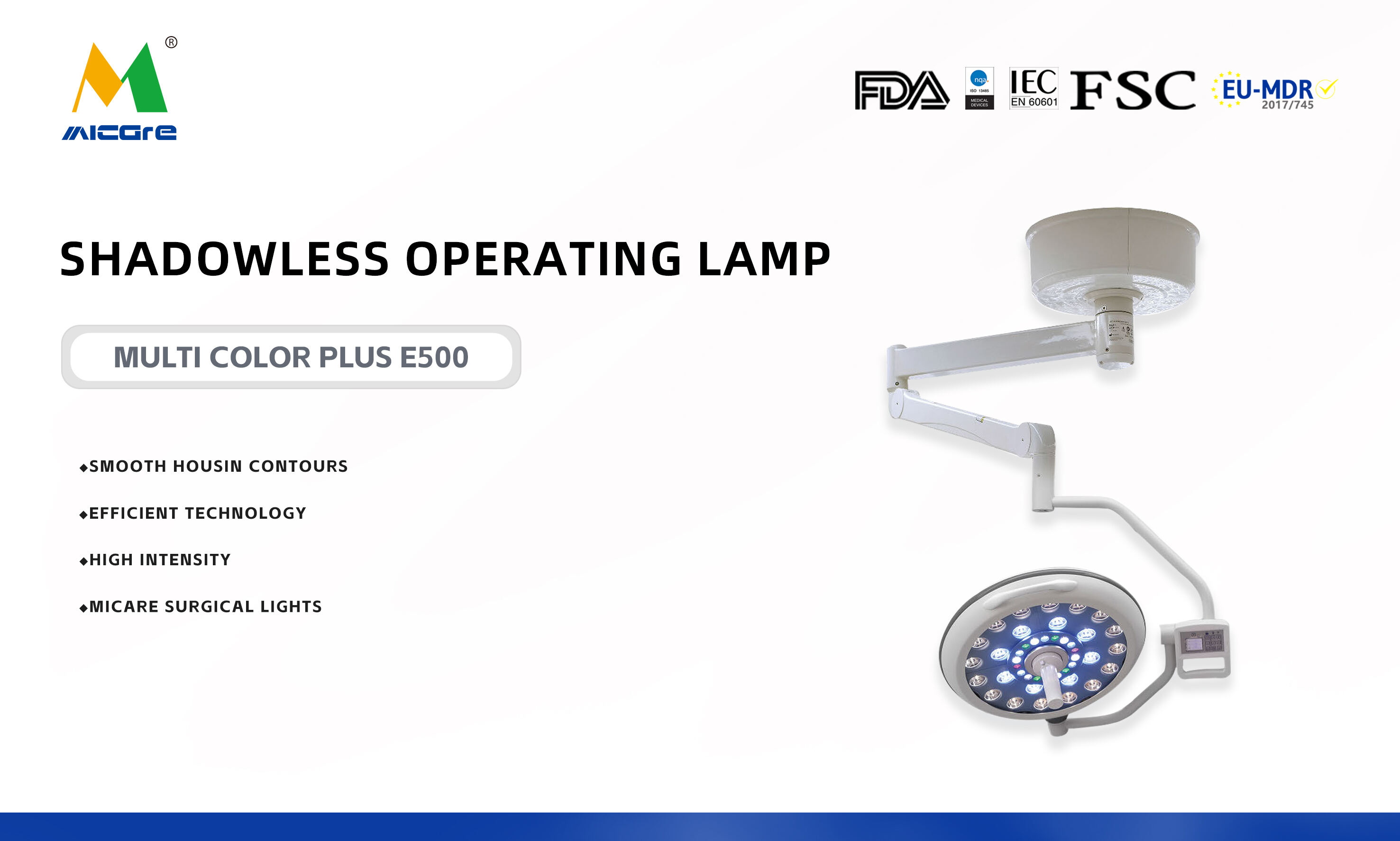 MICARE Multi-color plus E500 Single head ceiling led shadowless lamp operating lamp supplier