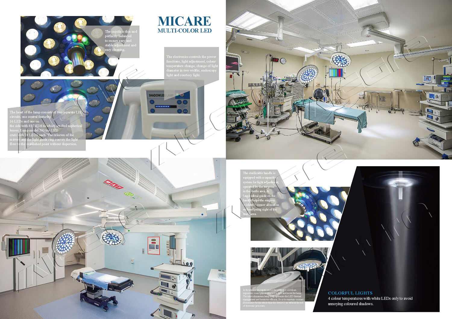 Multi-Color Beauty Design Medical Shadowless lampe Led Ceiling Mounted Hospital Operating Light Theater Surgical Op Lamp details