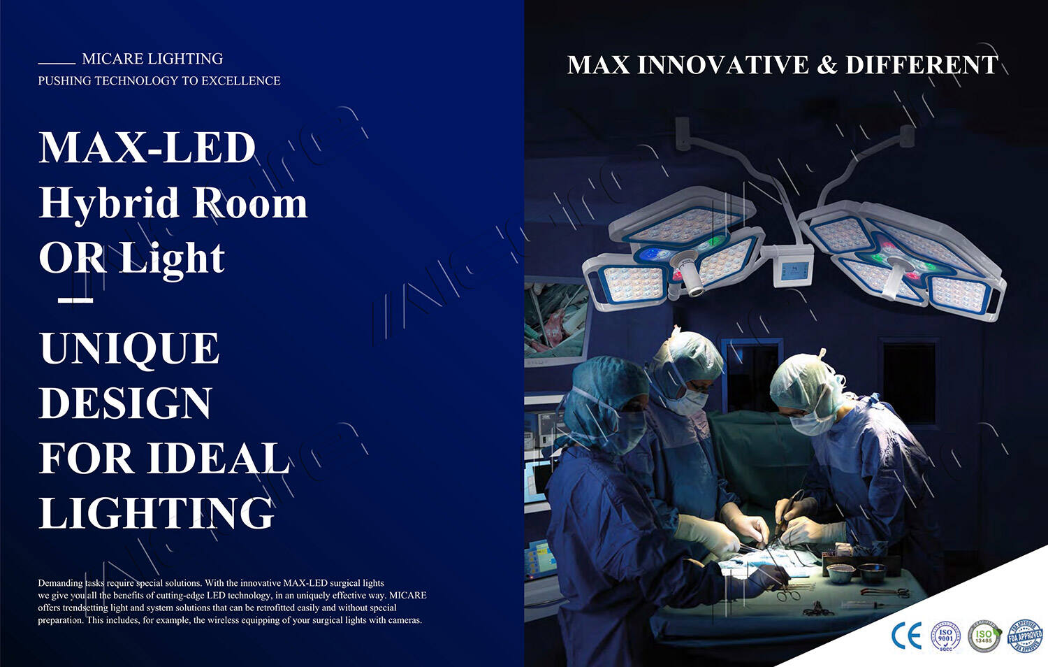 Micare Max-LED E700/700 18000 Lux Ceiling Surgical Lights Operating Lamps with Sony Camera manufacture