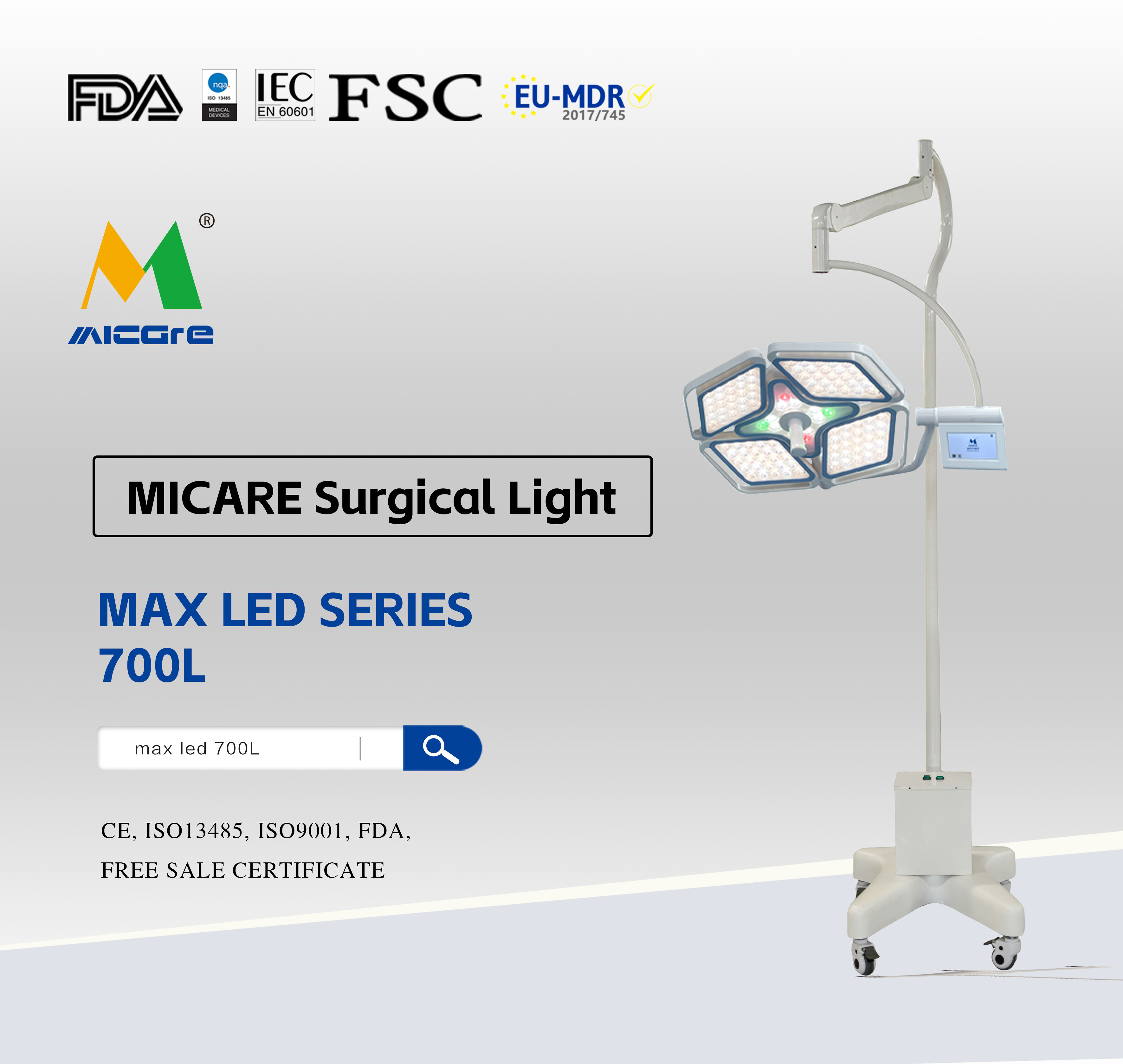 MICARE MAX LED E700L Small and medium-sized vertical medical operating lights supplier