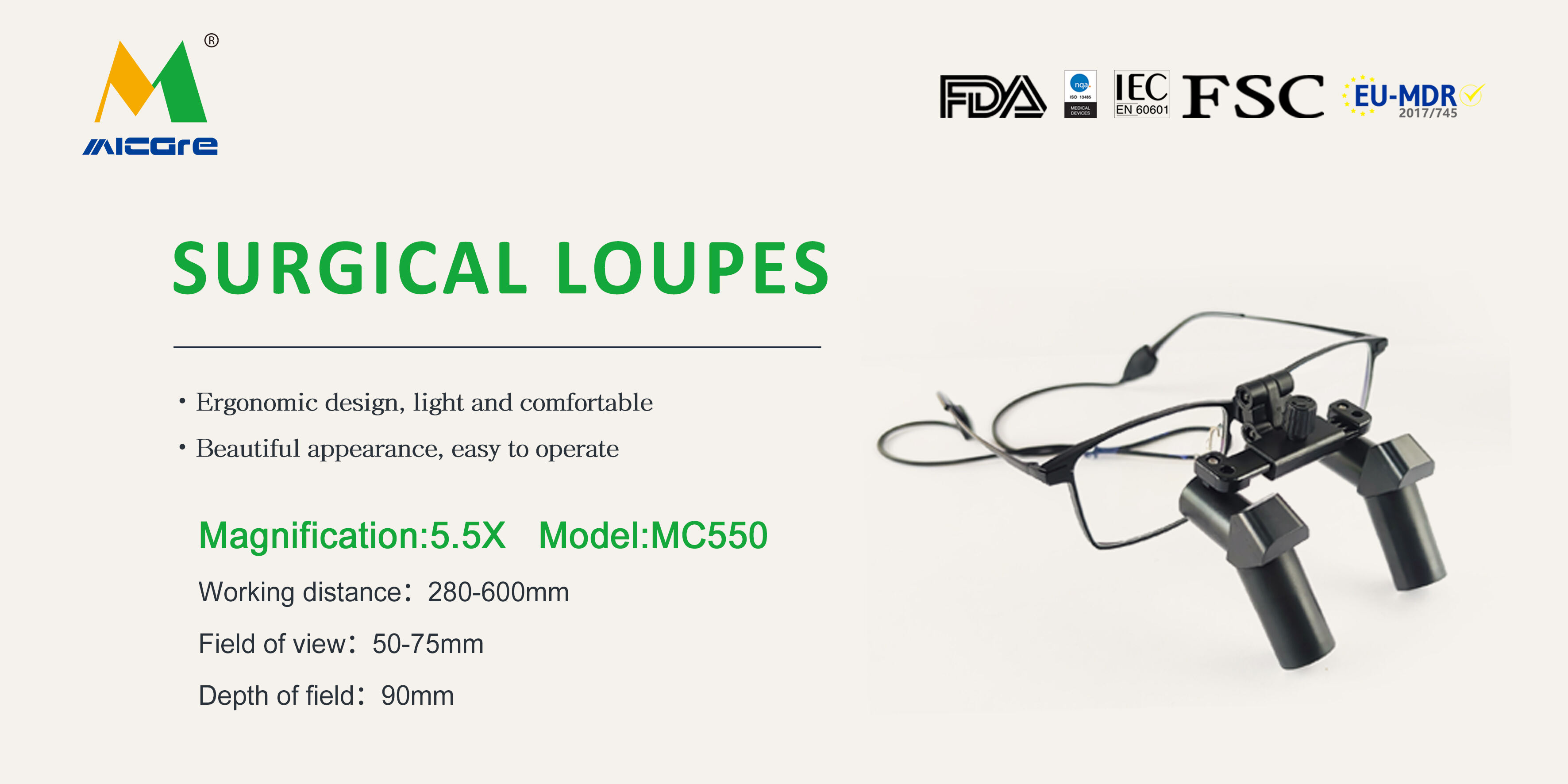 MICARE Surgical loupes MC550 5.5X magnifying glass Medical surgical examination surgical  loupes factory