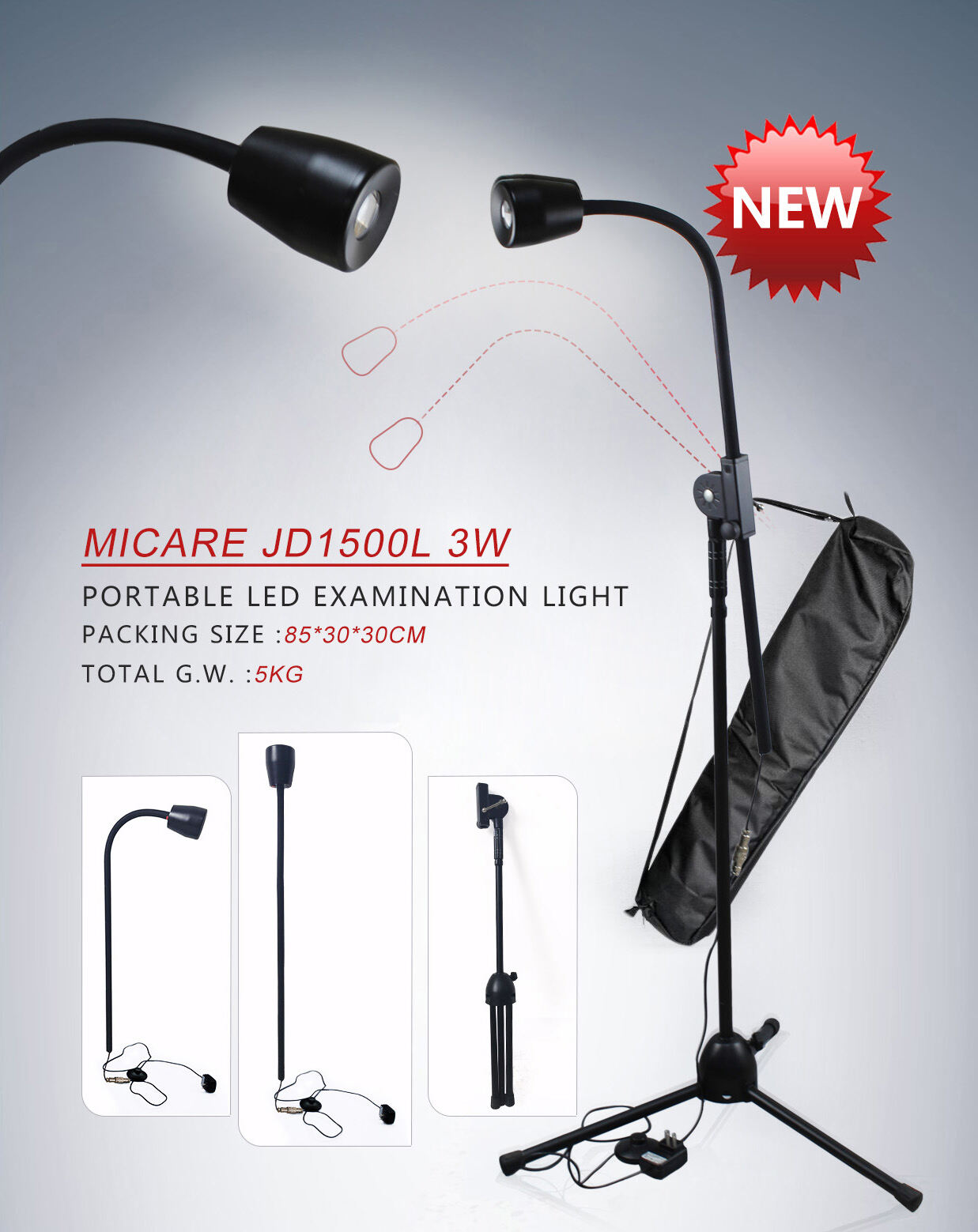 MICARE JD1500L 3w High Quality Examination Therapy Equipments Medical Led Lamp for ENT  Surgical Lamp factory