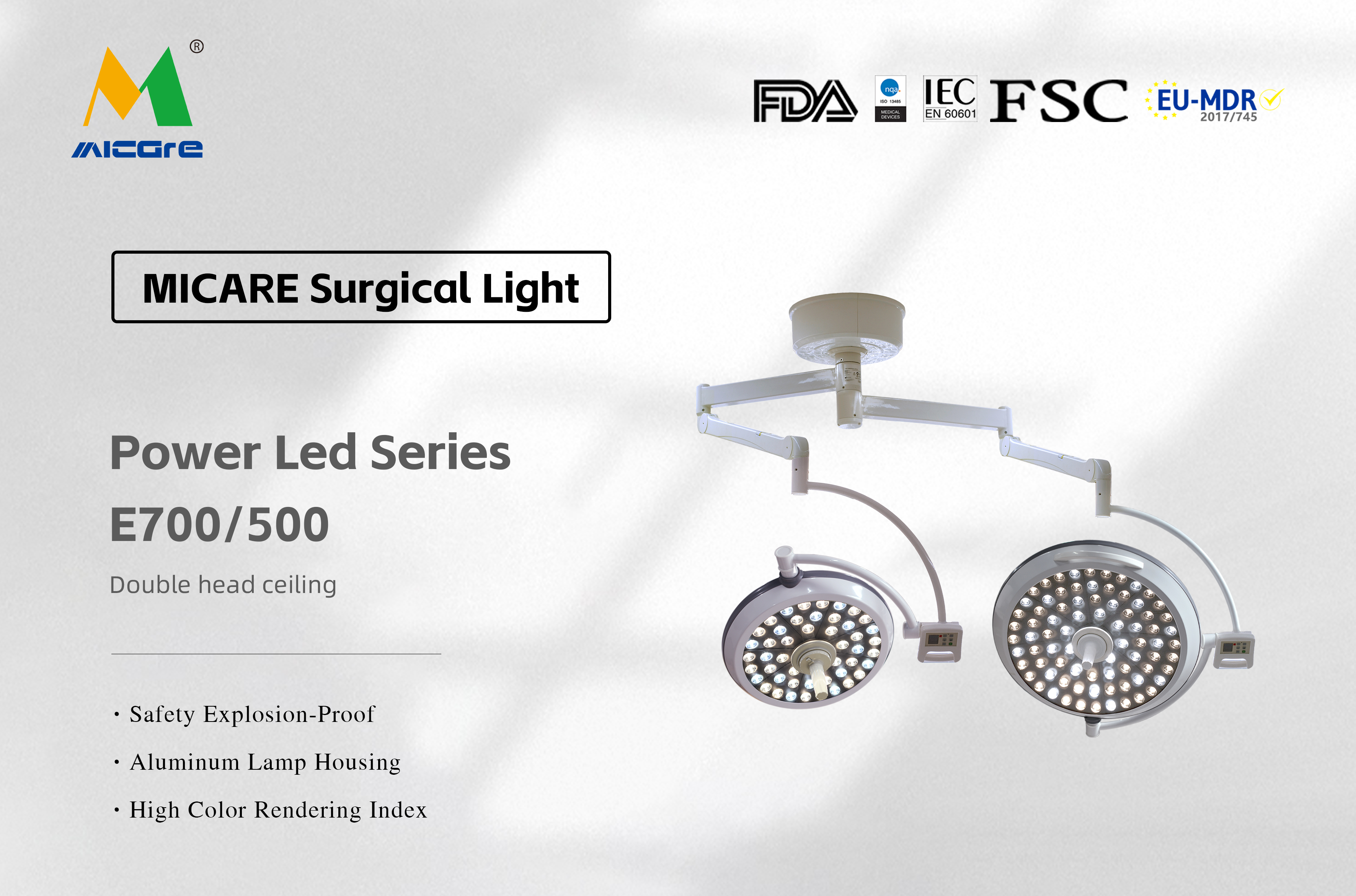 MICARE Power led E500/700 Overhead light Double arm operating light led operating light factory