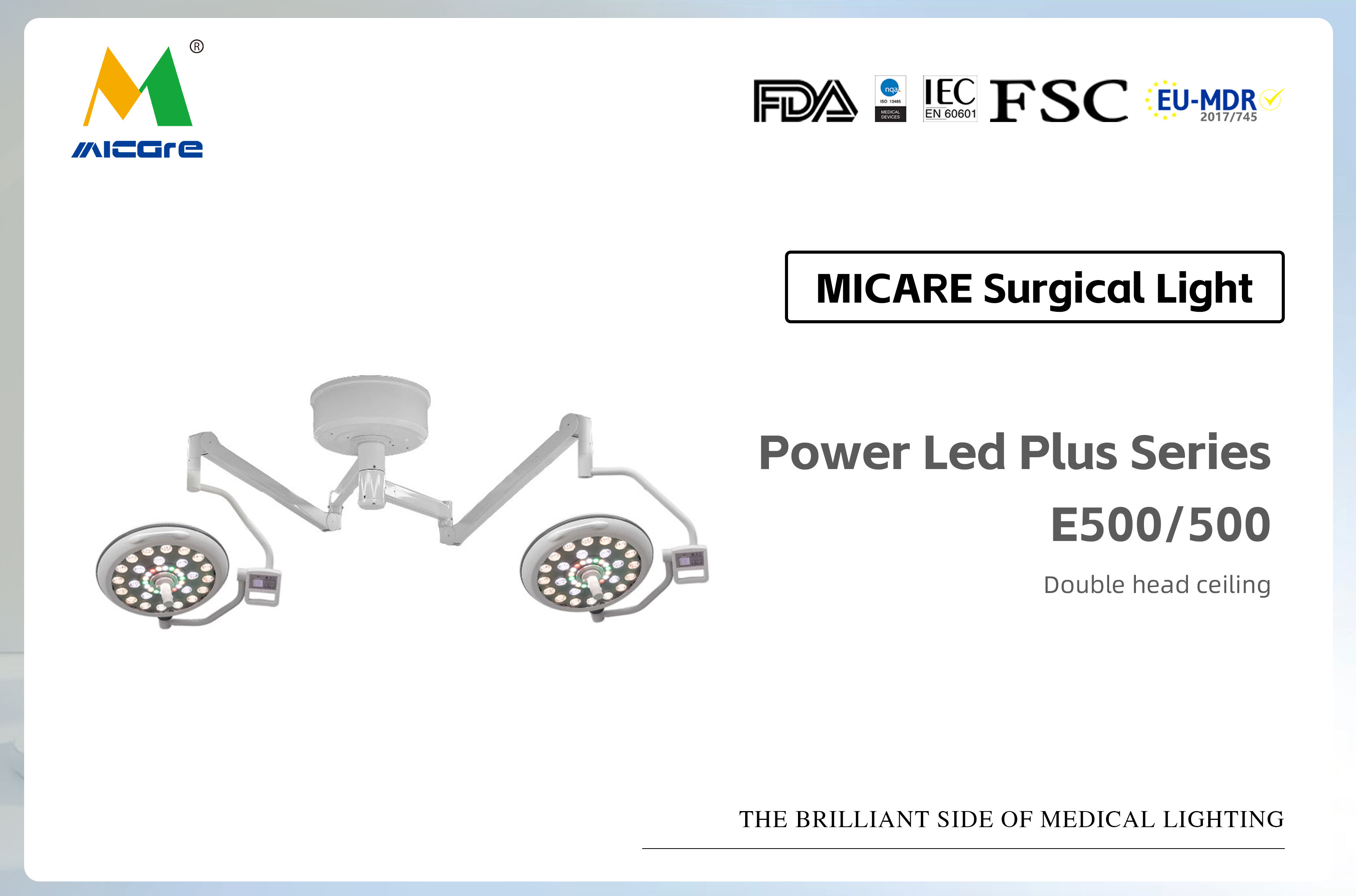 MICARE  Power led plus E500 500 LED bulbs for General surgery department  Ceiling LED Surgical Medical Exam Light Shadowless Lamp manufacture