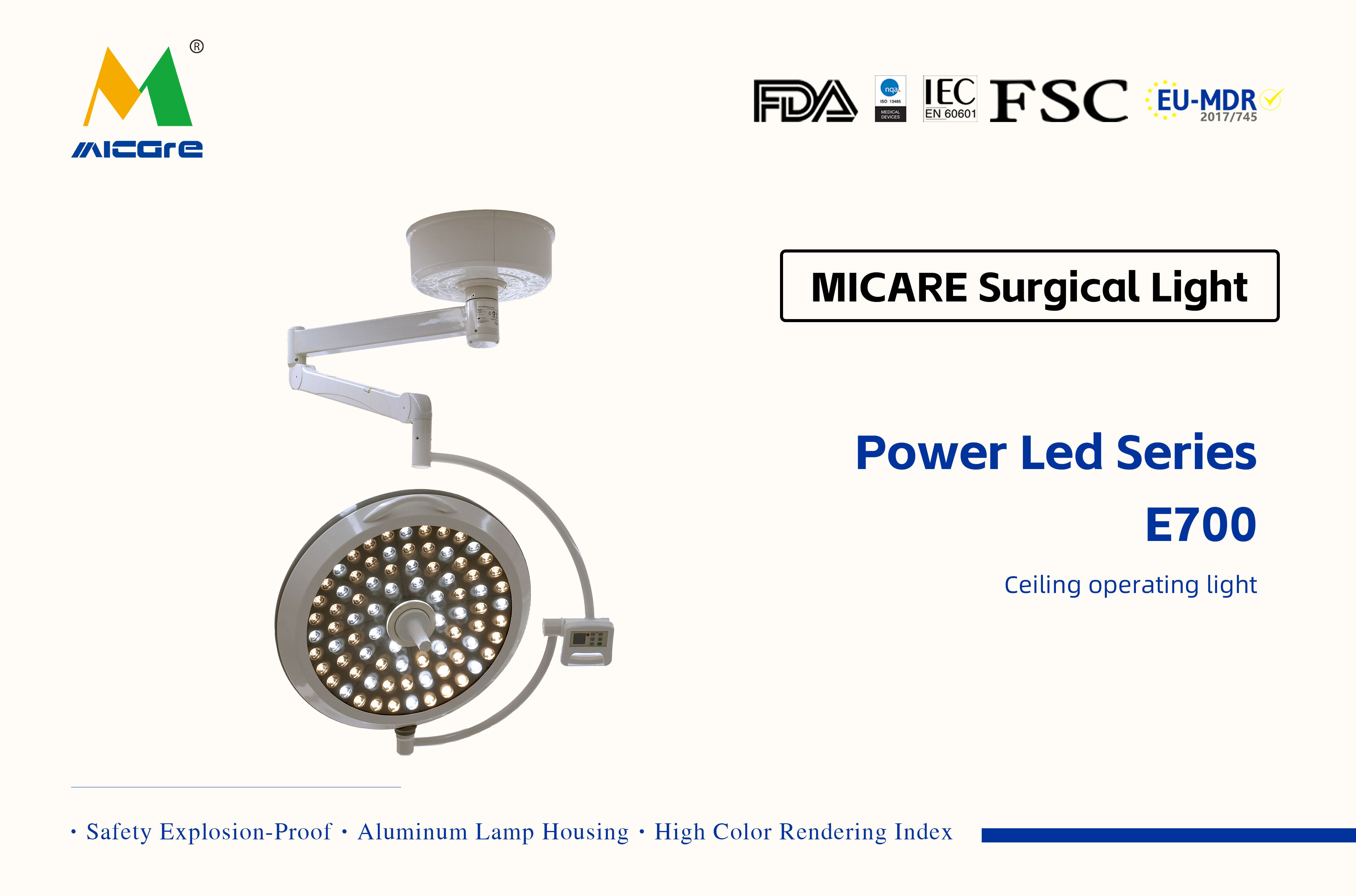 MICARE Power led E700 Hospital Surgical LED Color Temperature Adjustable Medical Operating Light manufacture