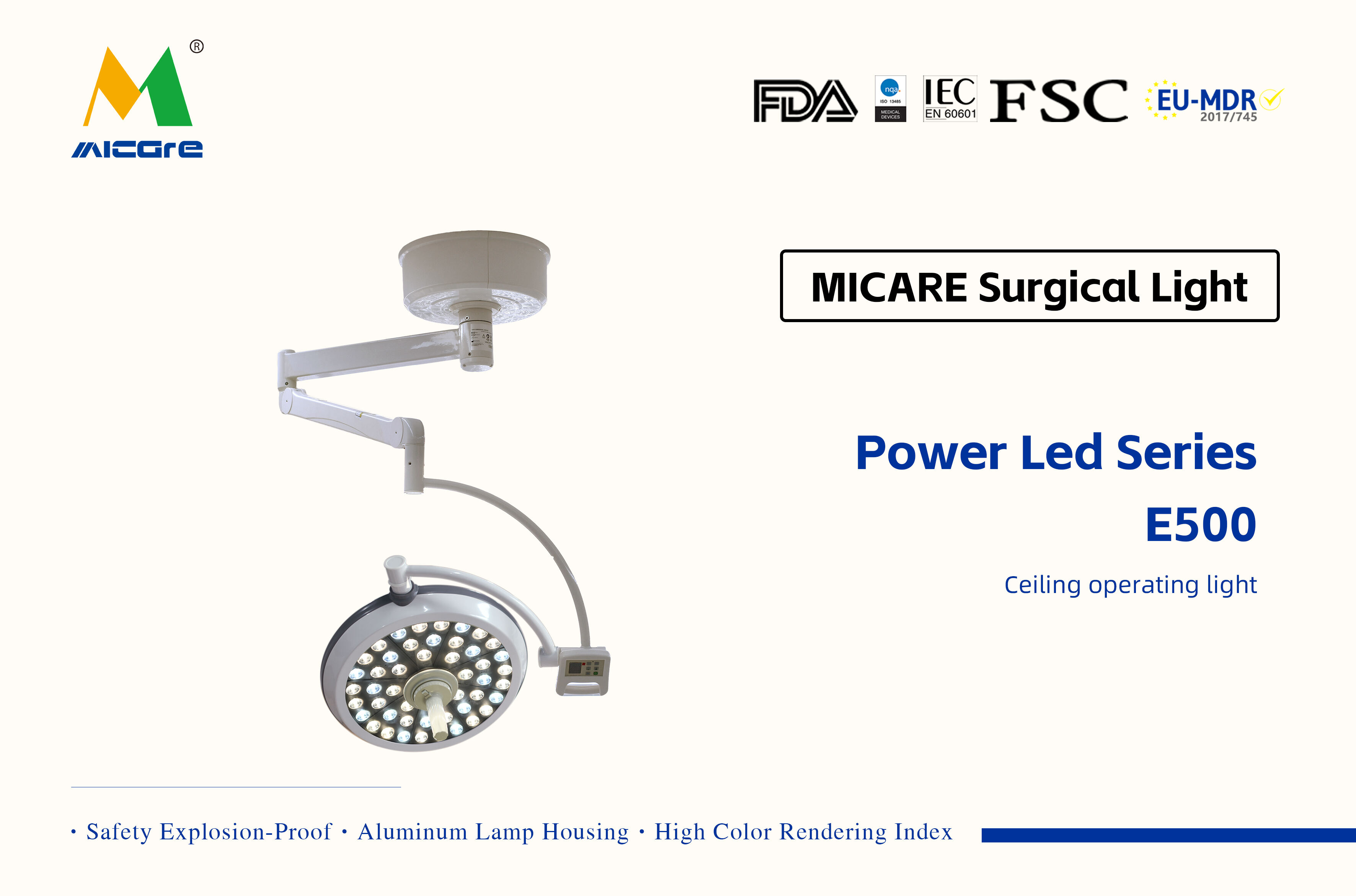 MICARE Power led E500 examination  ot light led surgical lamp celling arm surgical light examination shadowless  lamp manufacture