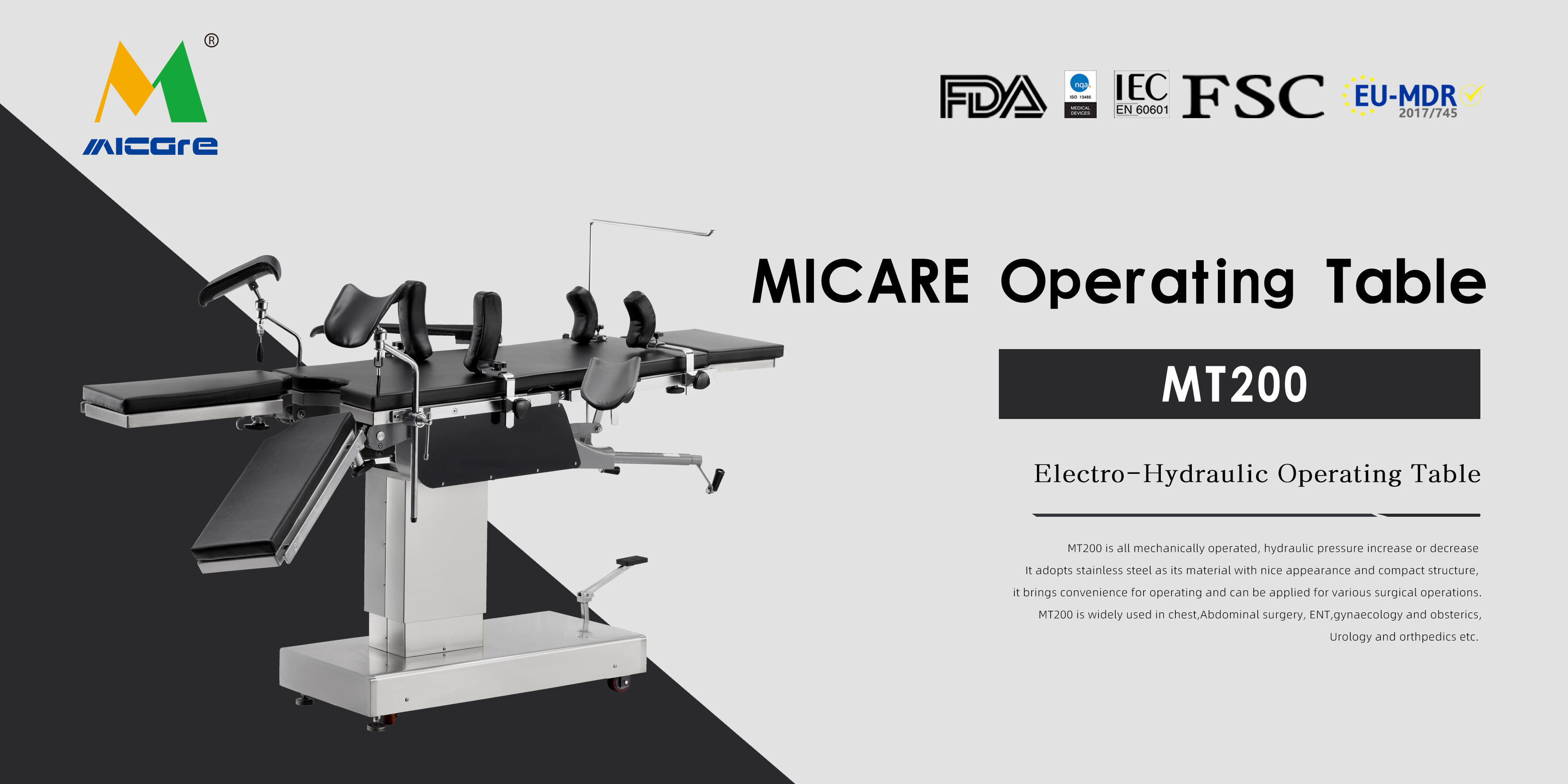 MICARE MT200 Medical Surgical Universal Manual Operating Table factory