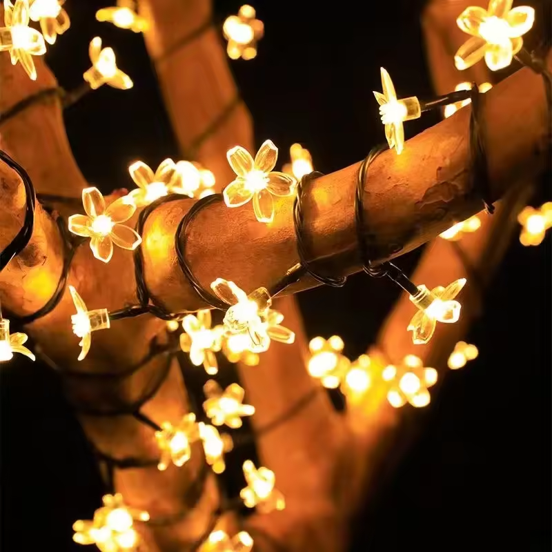 Solar Powered Flower Decorative Tree Lights Led Flowering 50 LED Garland Fairy Lights For Patio Tree Decoration supplier