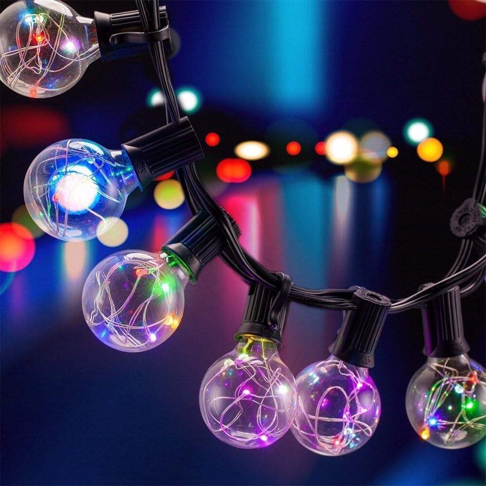 24V 25FT Outdoor Waterproof RGB String Light Decorative Garland for Wedding Christmas with 25 Sockets  Globe G40 LED Bulbs details