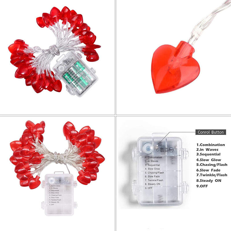 Warm White & RGB Romantic Red Heart-Shaped LED String Lights Battery Operated for Wedding & Valentine's Day Decorations supplier