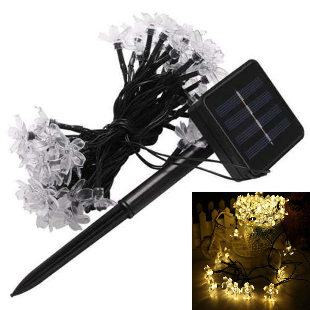 Solar Powered Flower Decorative Tree Lights Led Flowering 50 LED Garland Fairy Lights For Patio Tree Decoration details