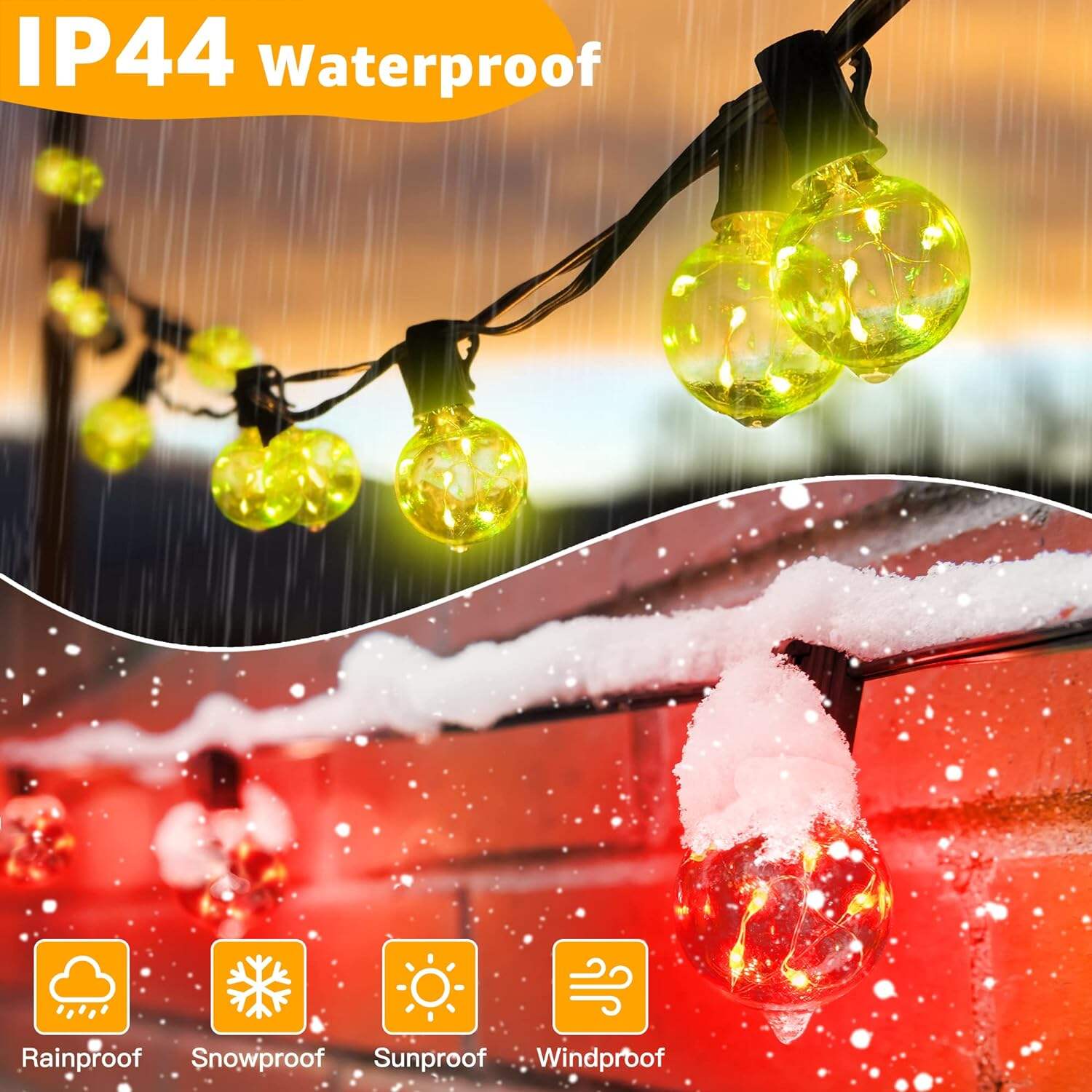 24V 25FT Outdoor Waterproof RGB String Light Decorative Garland for Wedding Christmas with 25 Sockets  Globe G40 LED Bulbs factory