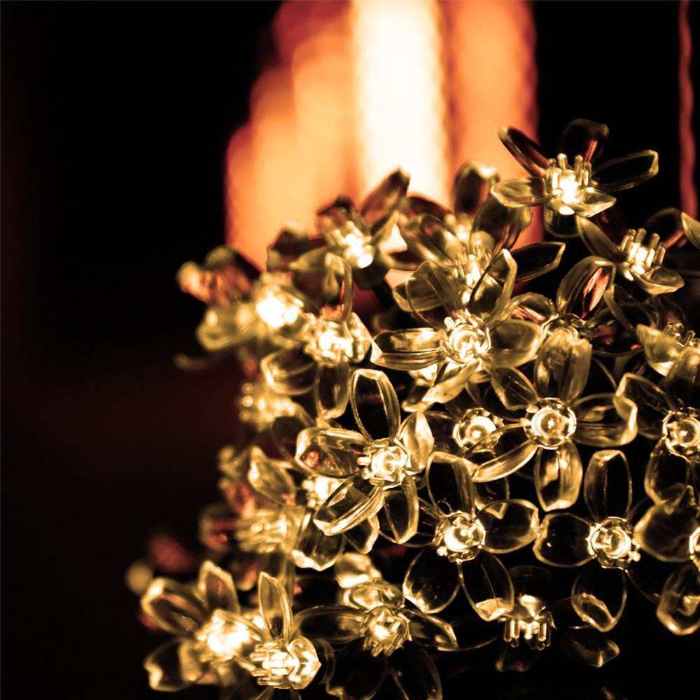 Solar Powered Flower Decorative Tree Lights Led Flowering 50 LED Garland Fairy Lights For Patio Tree Decoration details