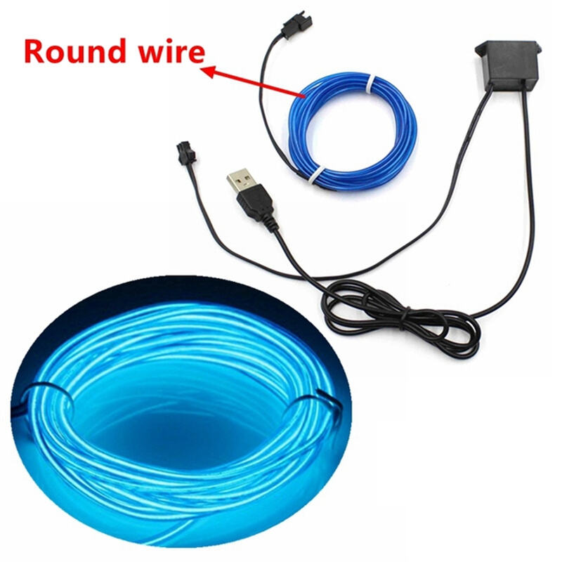 EL Wire Lights USB 2.3mm 5M Led EL Wire Cold Light DIY Car Interior Accessories Atmosphere Lights manufacture