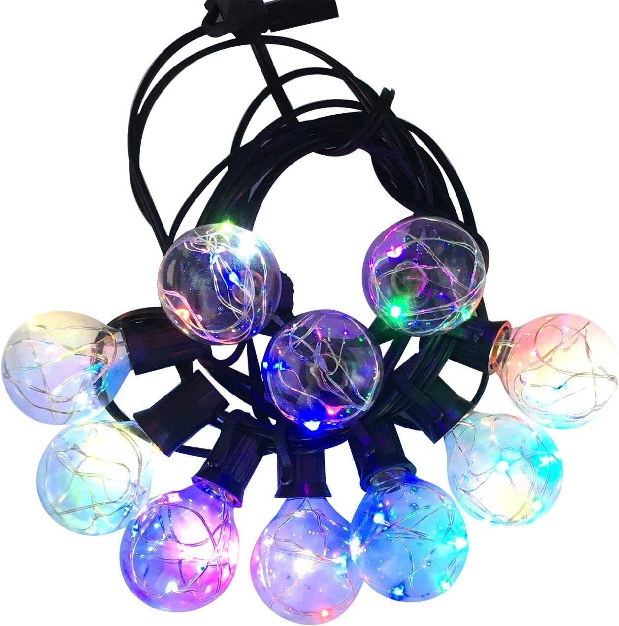 24V 25FT Outdoor Waterproof RGB String Light Decorative Garland for Wedding Christmas with 25 Sockets  Globe G40 LED Bulbs details