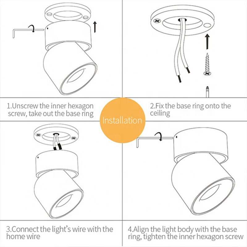 LED Indoor Ceiling Spot Light Foldable Surface Mounted COB Lighting 10W Warm White manufacture