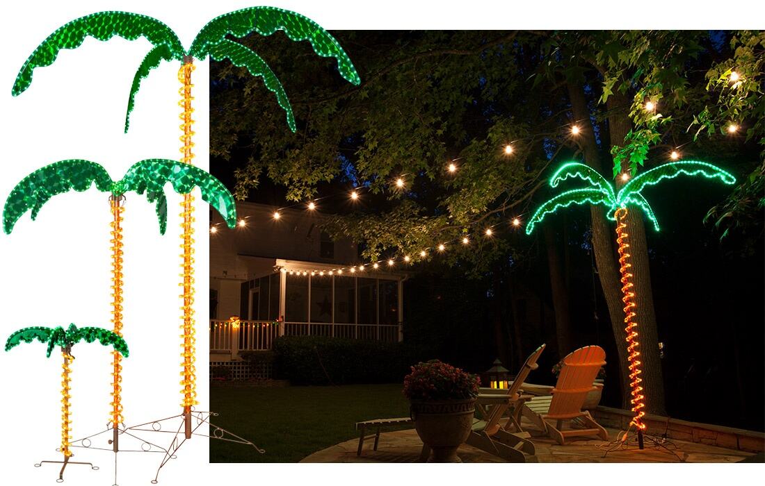 Outdoor Garden Decorate 4.5' Deluxe LED Rope Lighted Palm Tree Lights manufacture