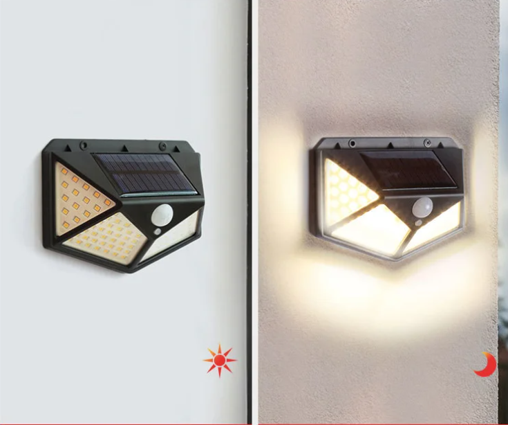 100 LED 3 Modes Solar Powered Garden Wall Light Lamp Outdoor Sensor Waterproof Exterior Lamp factory