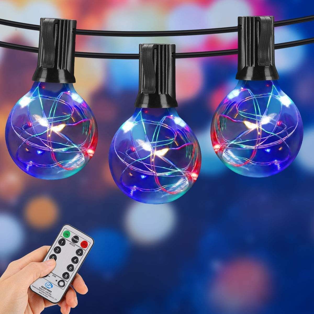 24V 25FT Outdoor Waterproof RGB String Light Decorative Garland for Wedding Christmas with 25 Sockets  Globe G40 LED Bulbs factory