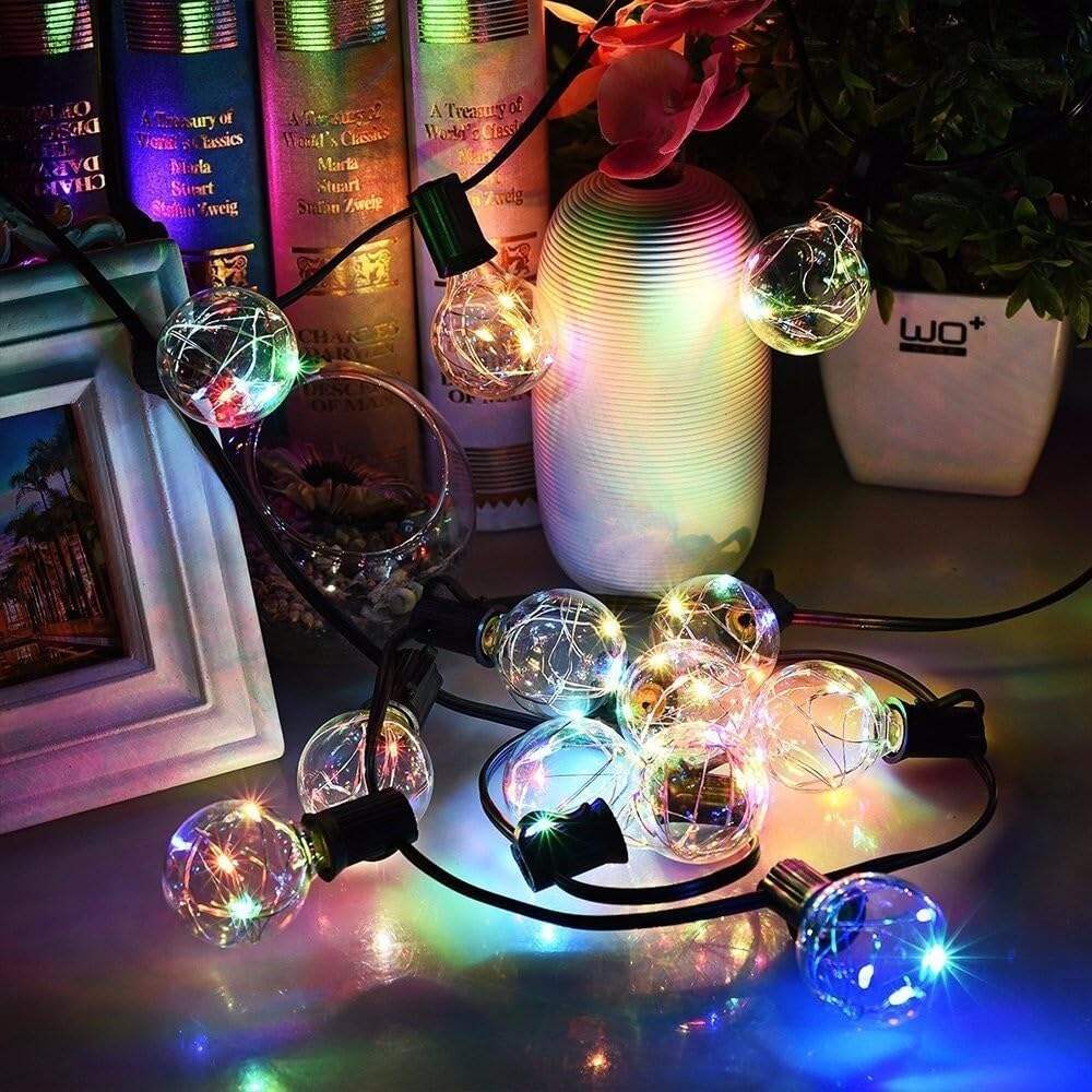 24V 25FT Outdoor Waterproof RGB String Light Decorative Garland for Wedding Christmas with 25 Sockets  Globe G40 LED Bulbs details