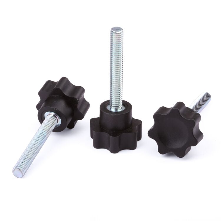 Plum blossom handle bolt black plastic head five pointed star handle screw M3-M8 machine screw factory