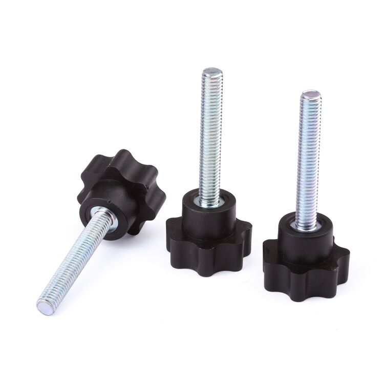 Plum blossom handle bolt black plastic head five pointed star handle screw M3-M8 machine screw factory