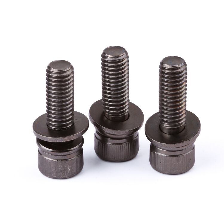 Factory custom 12.9 grade black nickel plated double washer hex socket head combination screws supplier