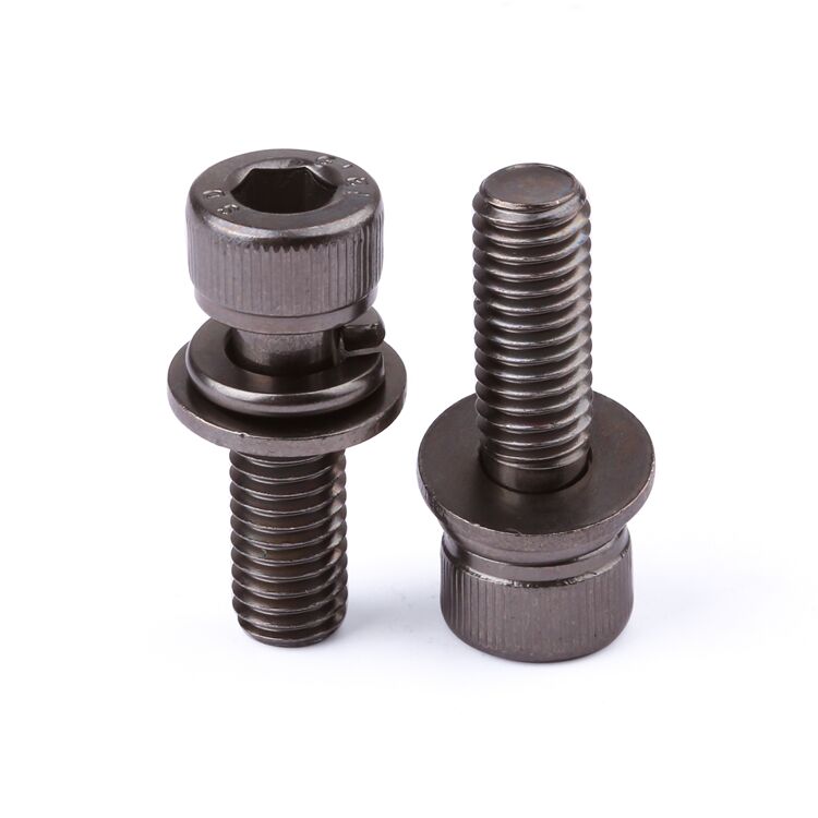 Factory custom 12.9 grade black nickel plated double washer hex socket head combination screws manufacture