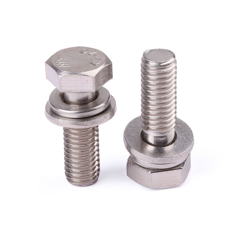 Factory custom M3-M8 stainless steel GB9074.17 outer hex head sems screws details