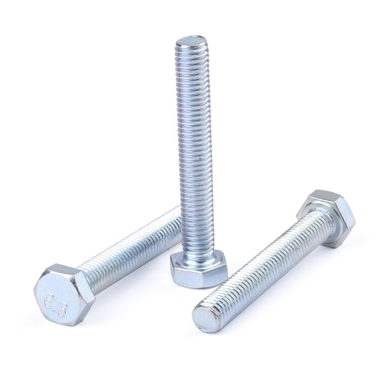 Factory price M3-M12 carbon steel grade 4.8 8.8 10.9 12.9 blue zinc plated hex bolt DIN933 manufacture