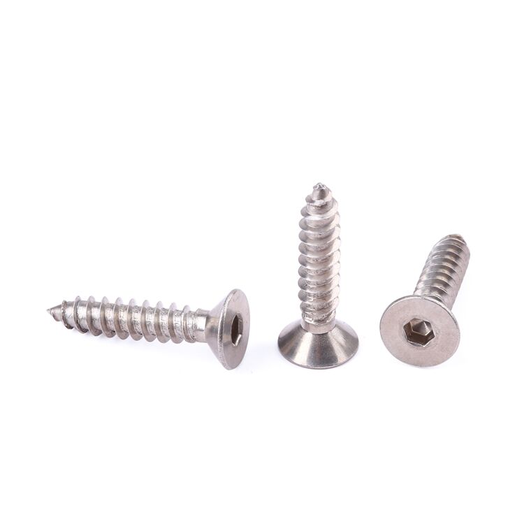 Factory price fastener M2-M8 stainless steel hex socket countersunk flat head self tapping screws details