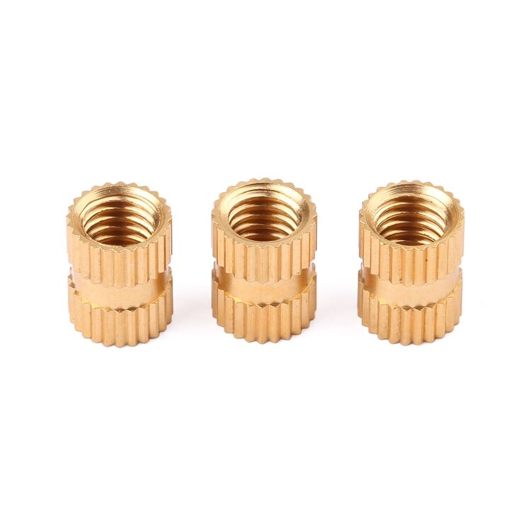 China wholesale custom injection molded female brass knurled insert metal threaded brass inserts nuts for plastic details