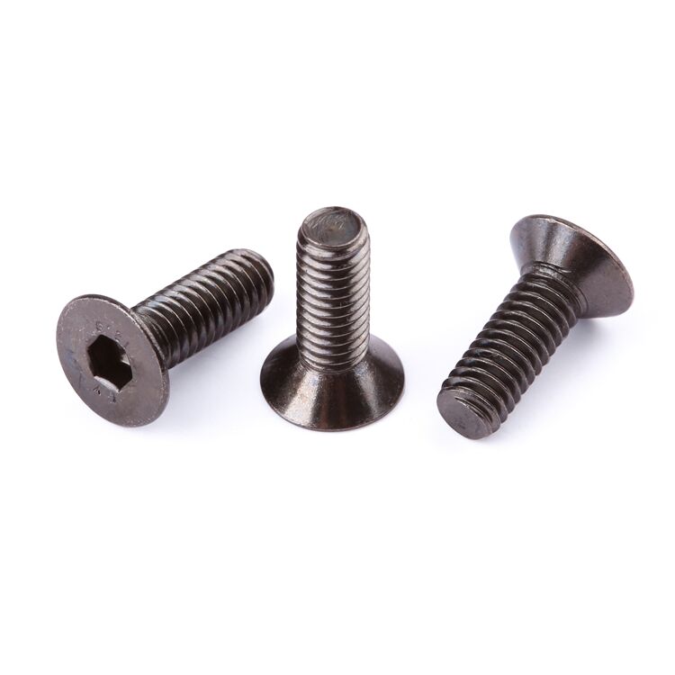 Factory direct sale fastener 12.9 black nickel plated flat head bolt DIN7991 details