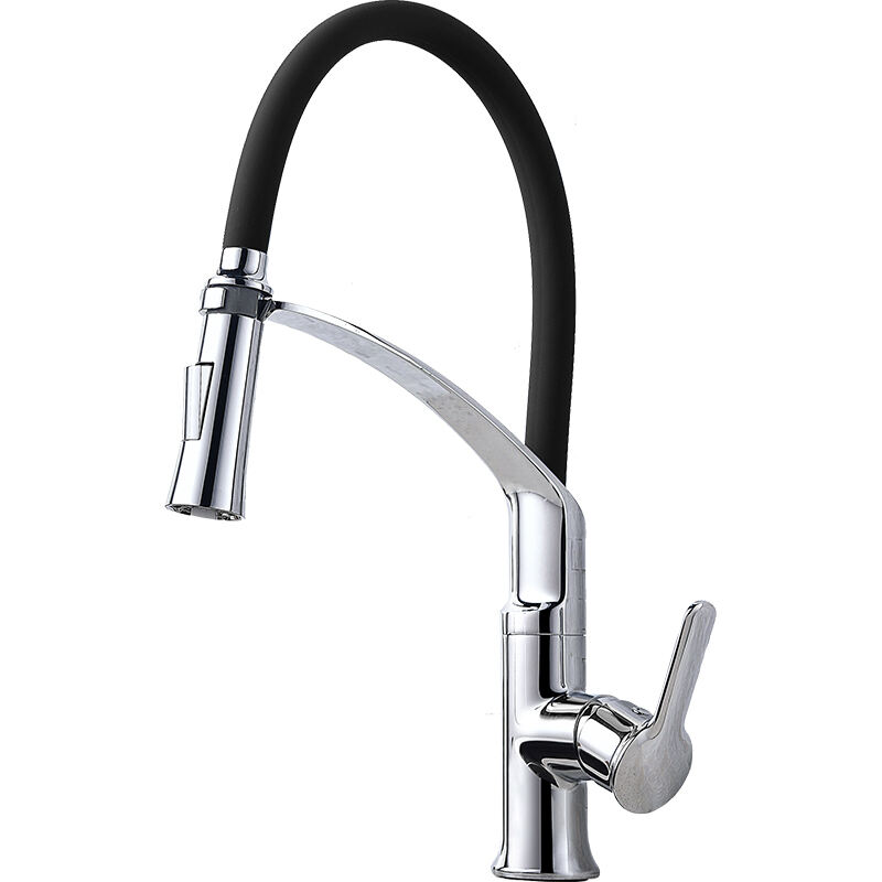 Nsf 61-9 Nouveau robinet de cuisine extractible à tuyau flexible noir poli