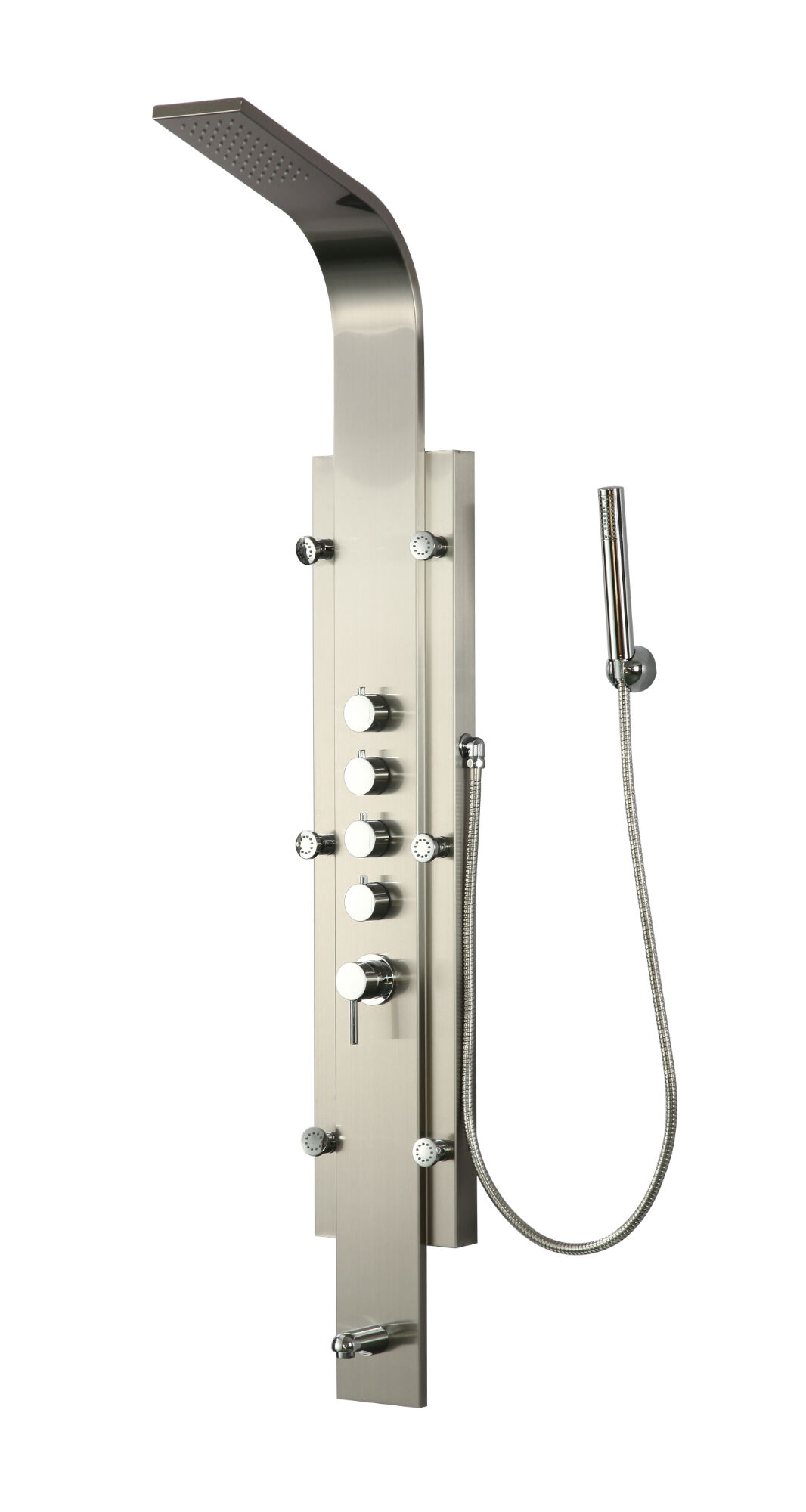 Thermostatic Shower Panel With 5 Function Bathtub Spout Shower Heand Shower Head Massage Jet Stainless Steel Shower Panel