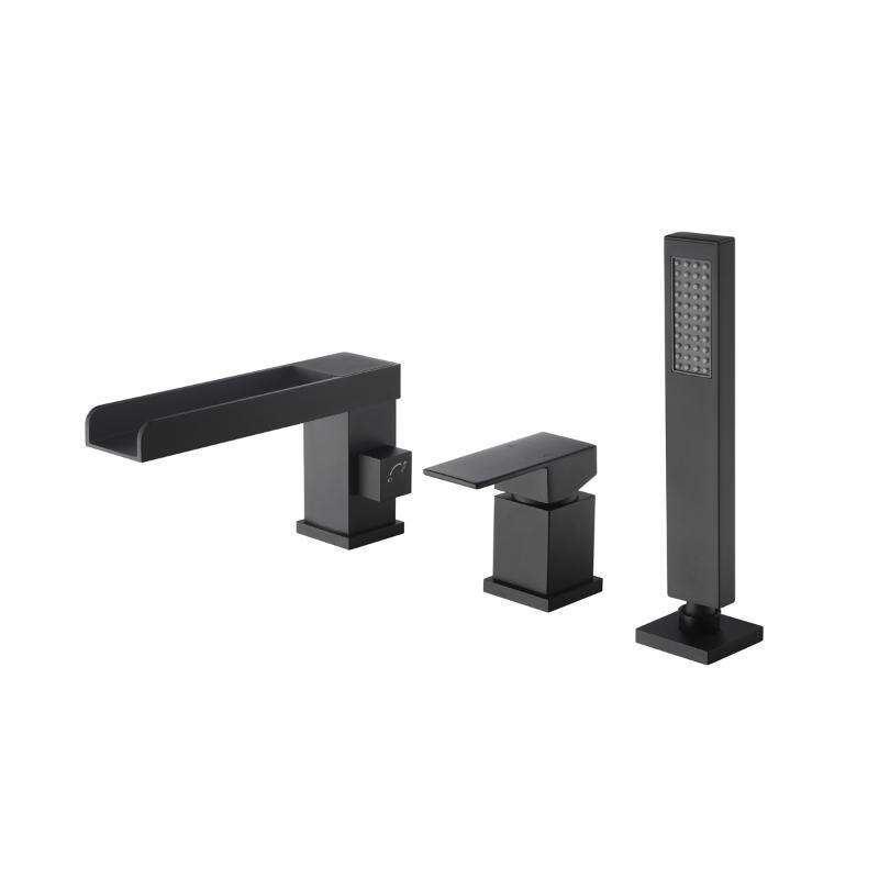 New Design Matt black Bathroom 3 Hole Tap Shower Handheld Shower Set Bathtub Shower Faucet