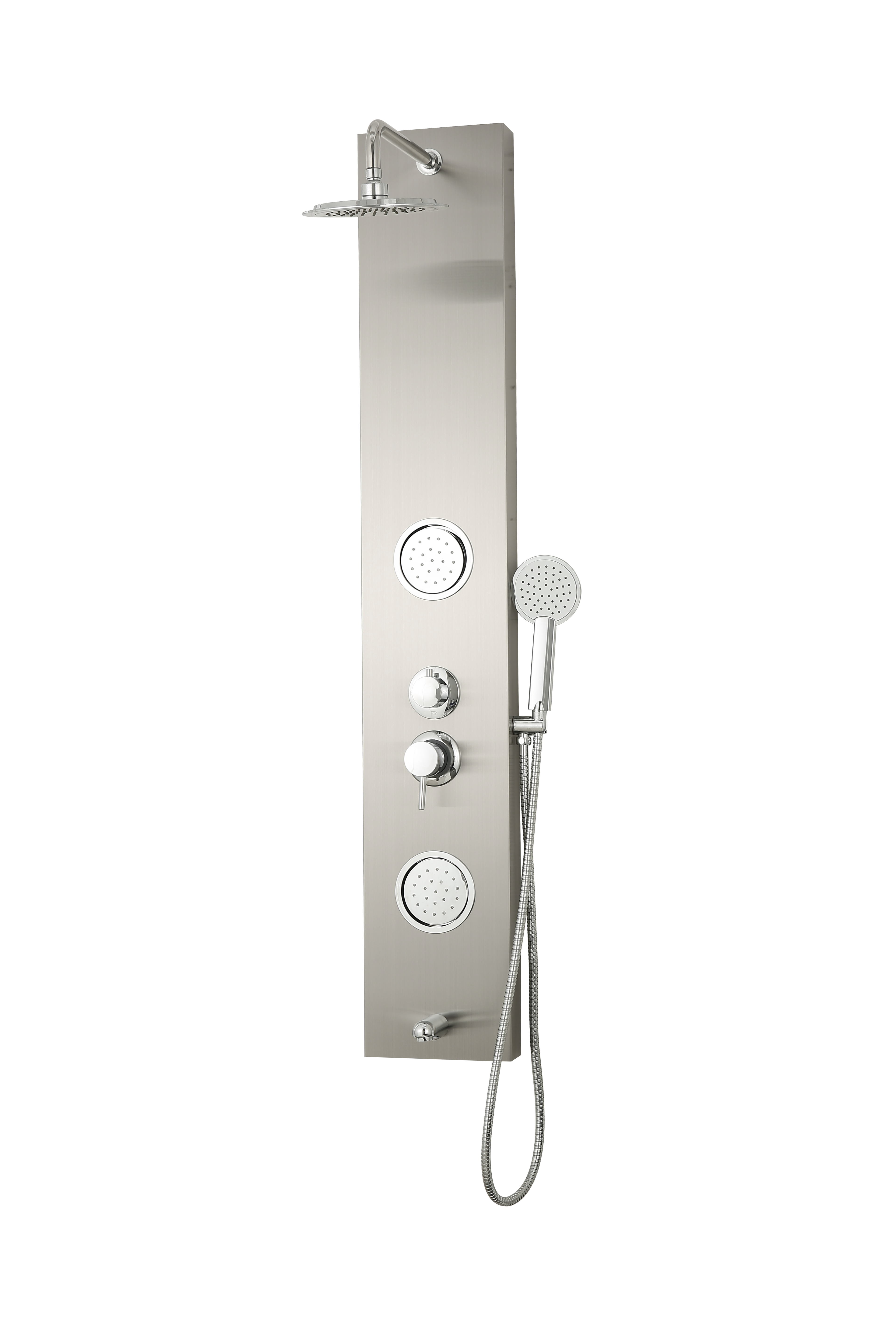 Cheap Thermostatic Shower Panel with Round Chromed Handshower With Bathtub Spout