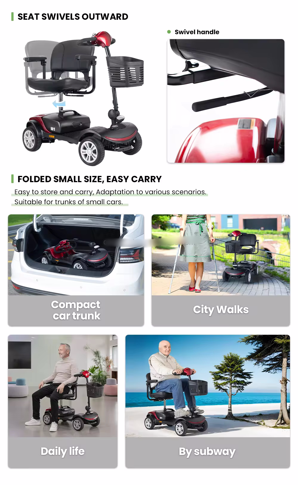 New style 4 wheel electric Mobility Scooter Senior Caremoving foldable electric scooter for disabled with basket manufacture