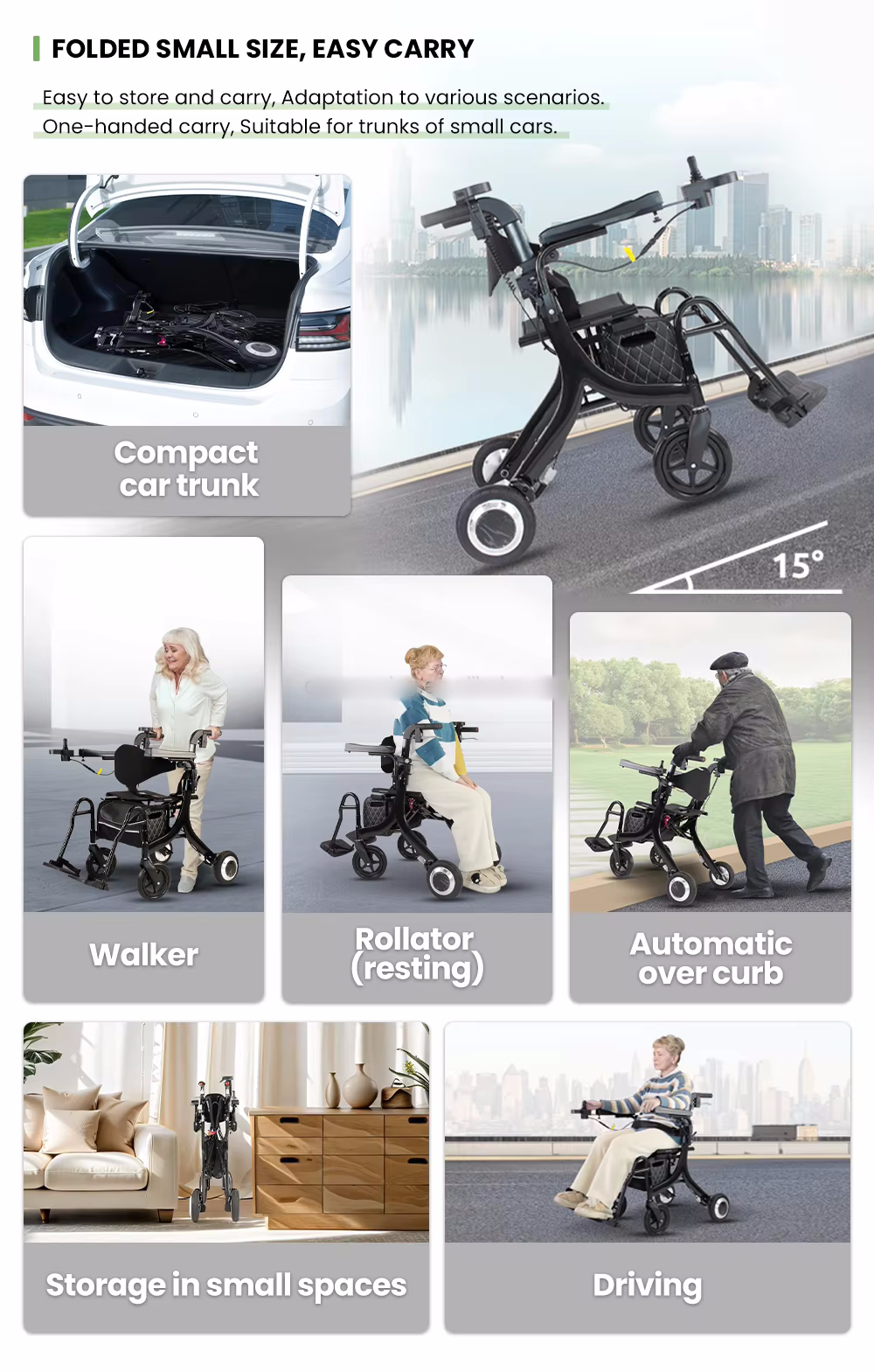 Other rehabilitation therapy supplies Stand up Rollator electric Mobility Walking Aid walkers with wheels for adult supplier