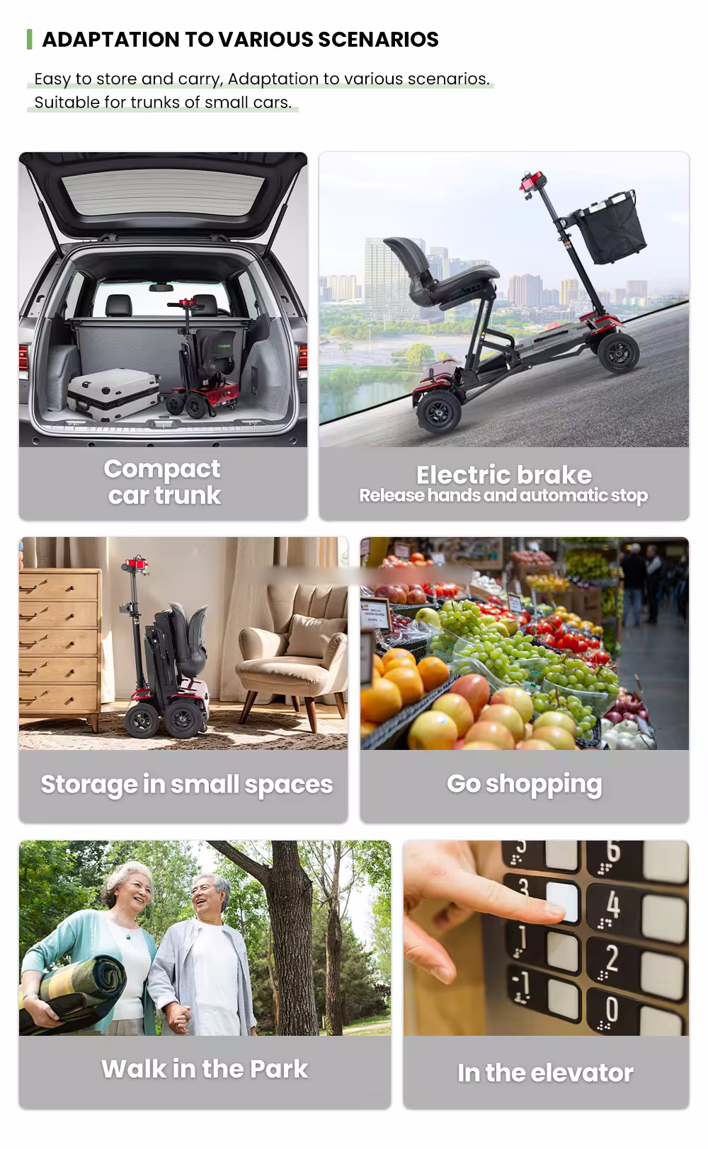 4 Wheel automatic folding mobility scooter driving for Seniors Adult with Collapsible and Compact Duty Travel supplier