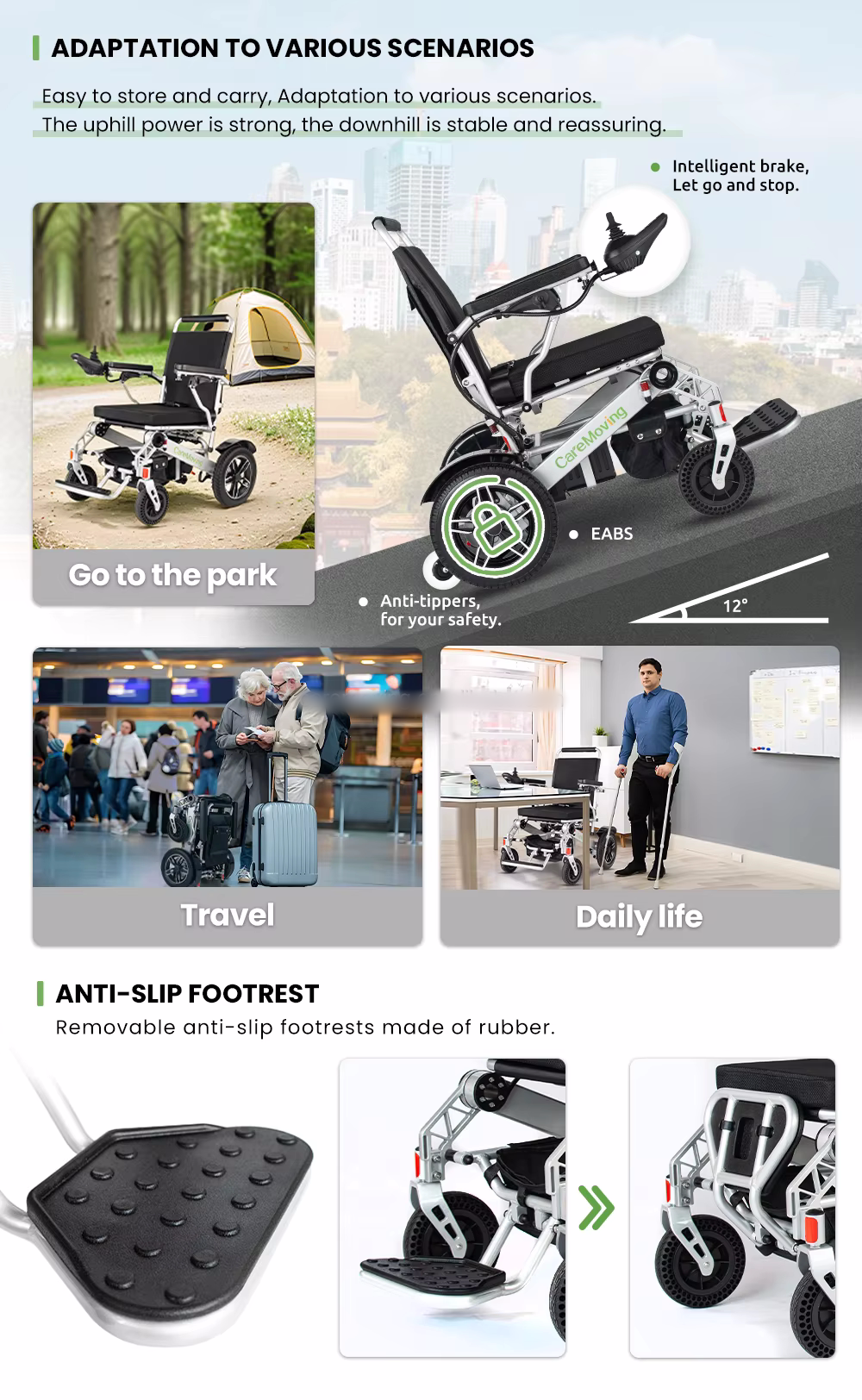 New foldable electric wheelchair aluminum lightweight power wheel chair with lithium battery details