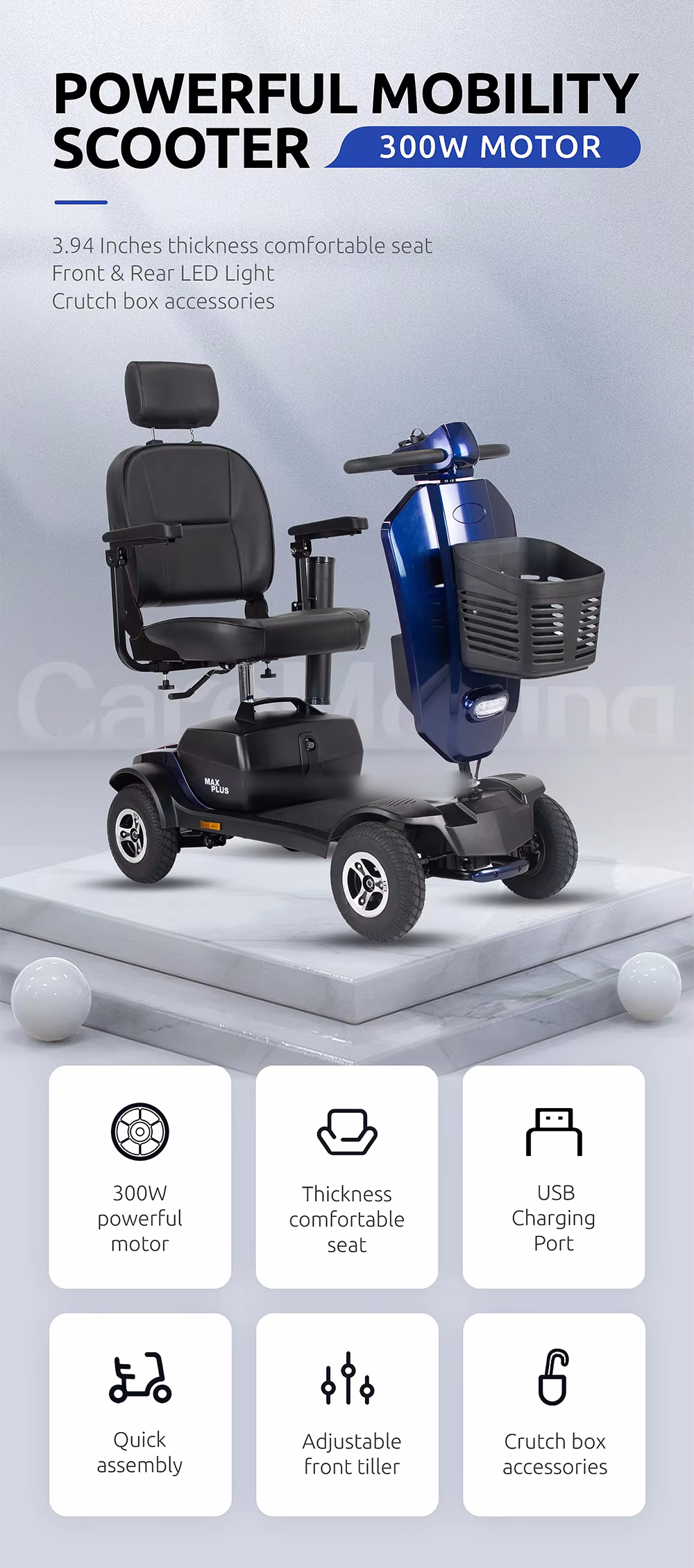 Professional Elderly Electric 4 Wheel mobility scooter elderly disabled shop mobility scooters For Elder Disabled People factory