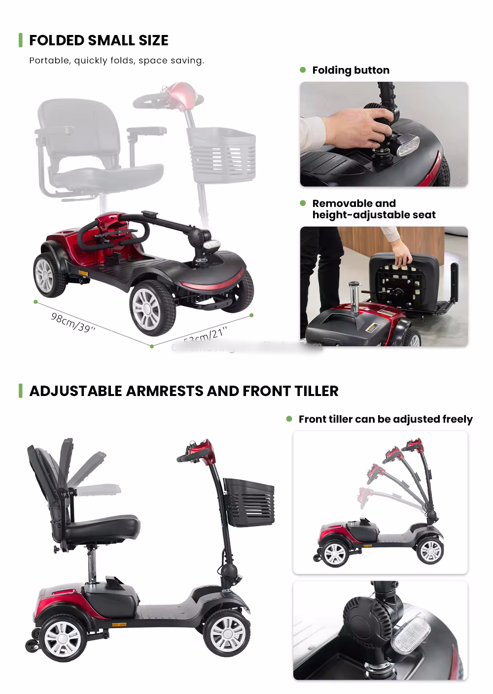 Caremoving Electric Mobility Scooter Elderly Airport Mobility Scooter Taiwan 4 Wheel Electric Handicap-Scooter factory