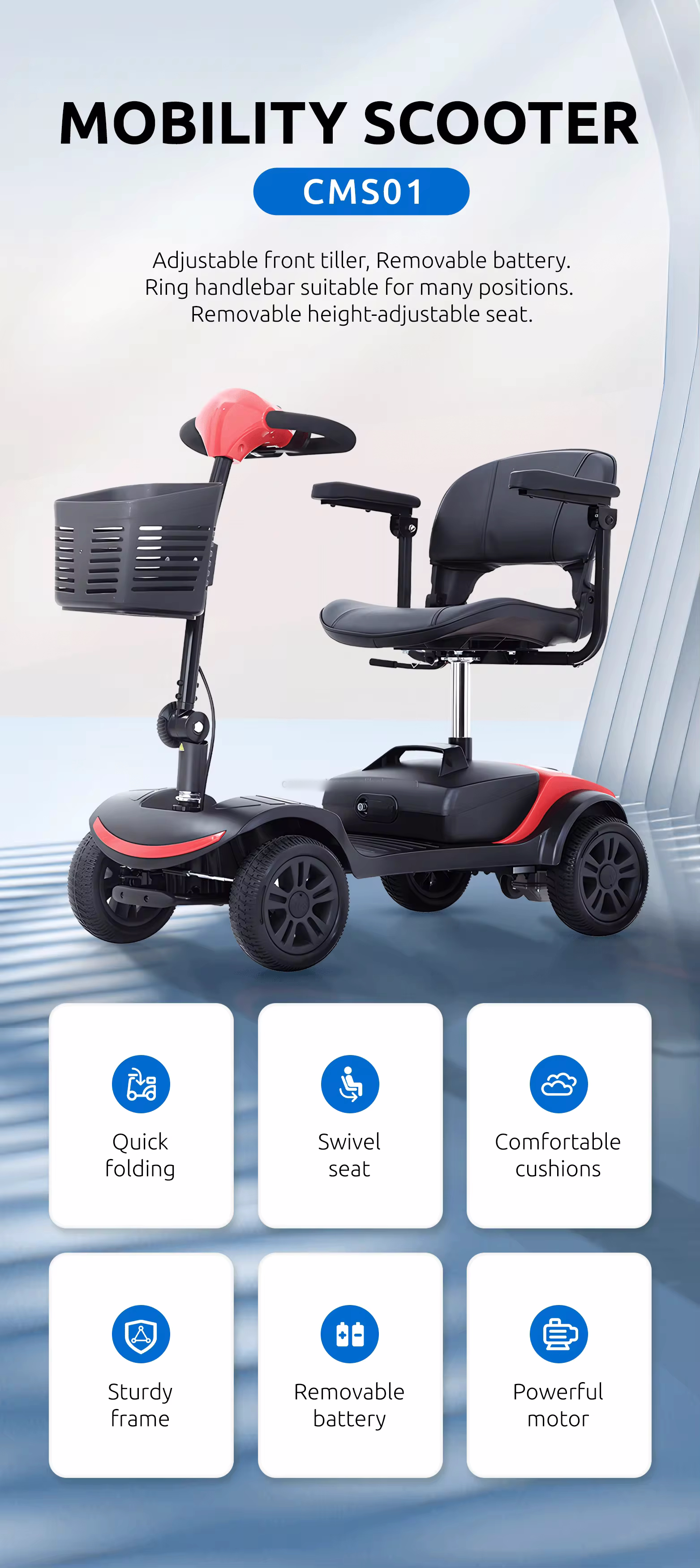 New product elderly mobility scooter 4 wheel electric mobility scooter  fordin seniors disabled manufacture