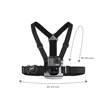 HSU Harnais de poitrine compatible avec toutes les caméras GoPro, sangle de corps pour caméras de sport avec crochet en J et clip de fixation à boucle à dégagement rapide