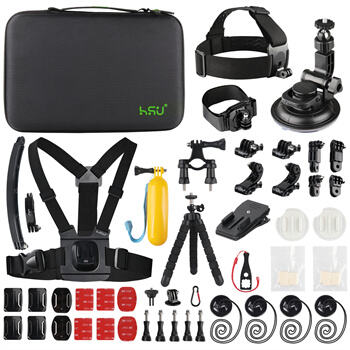 HSU accessoires de montage de caméra d'action 60-en-1 de haute qualité ensemble/Kit/ensemble pour Go Pro Hero9 10 11 12 noir Insta360 DJI AKASO