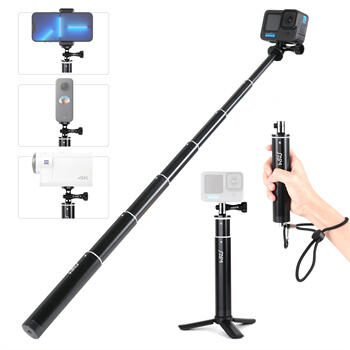 HSU Flexible Telescópico Twist Lock Monopod Pole Selfie Stick con trípode para Go Pro Smartphone Cámara de acción Insta360 para GoPro Hero 12/11/10/9 Negro Cámara de acción OSMO