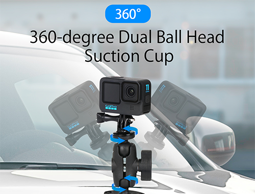 HSU Suction Cup Mount for GoPro, Windshield Window Dashboard Car Mount with 1/4-20 Ball Joint Thread for GoPro Insta360 DJI Osmo Action AKASO Action Camera